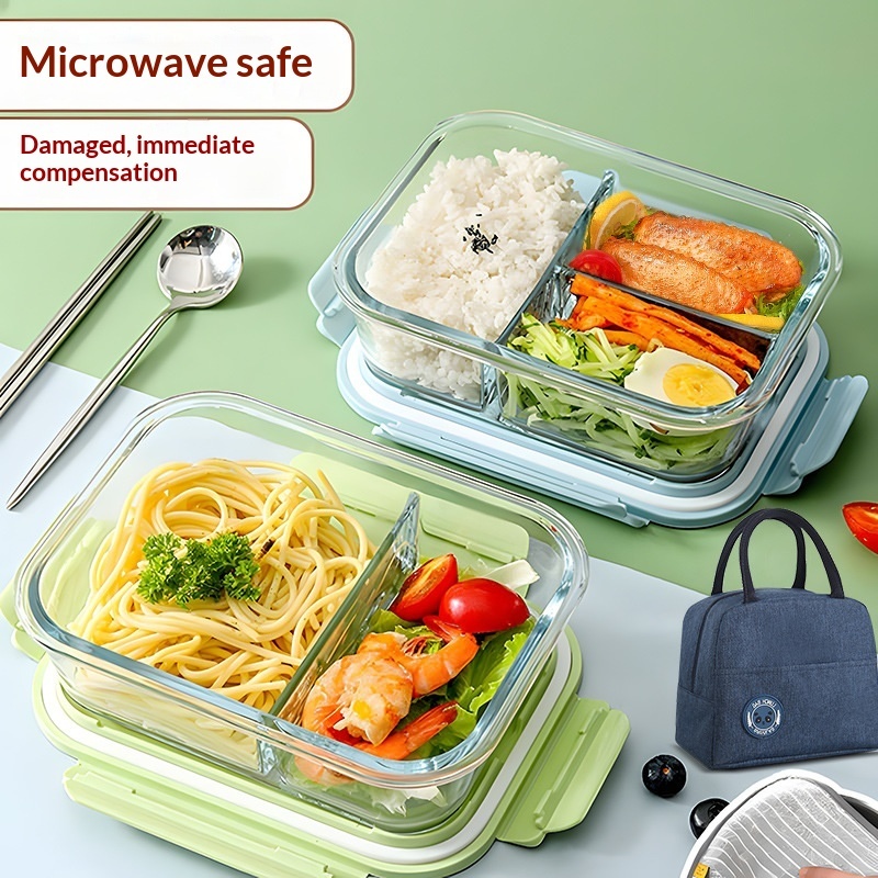 Glass Kitchen Lunch Box High Temperature Resistant Microwave Safe BPA Free Dishwasher Safe Large Capacity Food Container