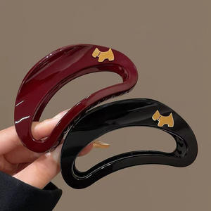 Pince à cheveux coréenne ovale creuse en plastique couleur unie, style nuage, pour femme - Product Image 4