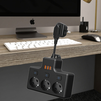 Multiprise murale OL 16A avec prise EU, 3 prises, protection contre les surtensions, ports USB, IP22, usage résidentiel