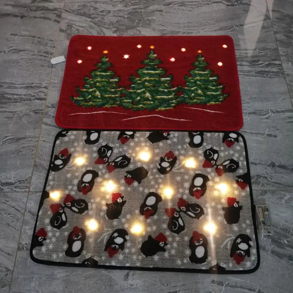 FENGRISE Fantezi Noel Baba Halı Koltuk Banyo Seti Kontur Kilim Noel Dekorasyon Navidad 2019 Noel Partisi LED Halı Kapı Zemini mat