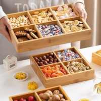 Ensemble complet de plateau de service de cuisine en bois multifonctionnel et durable, avec 4/9 compartiments, idéal pour le thé, les snacks et les fruits, parfait pour le coin feu.