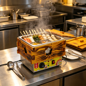 Machine à Oden électrique à température constante, avec support en bois, pour la cuisson de snacks, de radis, de algues et de brochettes de viande - Product Image 6