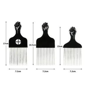 Pettine Afro in Metallo Nero con Denti in Acciaio per Uomo e Donna, per Acconciature e Districatura - Product Image 2