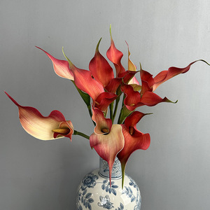 <span class=keywords><strong>Fleur</strong></span> artificielle de lys calla à double pétale, toucher réel, en PU de haute qualité, pour décoration de mariage, Pâques, maison, bouquet - Product Image 2