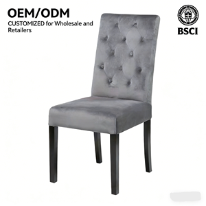 <span class=keywords><strong>Chaise</strong></span> de salle à manger nordique en velours gris, vente en gros, dossier haut, confortable, nouveau Design - Product Image 1