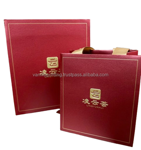 Custom Embossed Gold Logo Tea Packaging Paper Bag with Ribbon Handle for Supermarket Promotions Tableware Umbrella Craft Use - Product Image 3