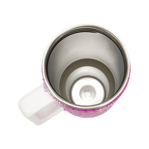 Vente en gros 40 Oz Voyage en acier inoxydable miroitant vide strass gobelet isolé clouté Bling tasse à café gobelets avec poignée - Product Image 5