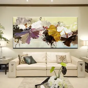 Quadro de pintura abstrata moderna, poster artístico para parede, pintado a mão, flores estampadas em tela para decoração de casa, sala de estar