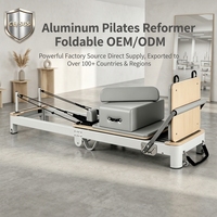 Reformer de Pilates Plegable de Aluminio de Alta Resistencia, Equipo Profesional de Fitness con Resortes de Alta Tensión
