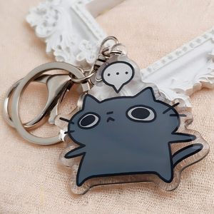 Custom Lovely Cartoon Logo Cat No Minimum Order Quantity Good Printing Acrylic Keychain Plastic Key Chains