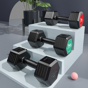 Mancuerna Ajustable TEZEWA con Revestimiento de Goma Hexagonal, Mezcla de HDPE+Arena de Hierro, 5 kg, para Uso Doméstico, Unisex, Entrenamiento de Músculos del Brazo - Product Image 4