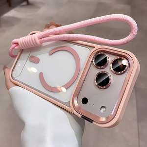 Support d'objectif métallique compatible avec l'étui de téléphone iPhone 17, magnétique transparent en acrylique avec cordon, coque rigide pour iPhone 16 - Product Image 4