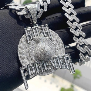 Collier Hip Hop Tendance « Rich Forever » avec Pendentif Bling Zircon, Style <span class=keywords><strong>Rappeur</strong></span>, Bijoux Iced Out, Compatible avec Chaîne Cubaine - Product Image 2