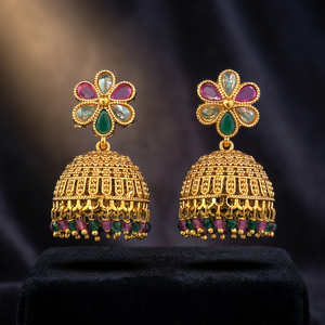 Mayoristas de Joyería Artificial de Moda en India, Jhumki Antiguos con Baño de Oro 233087 - Product Image 5