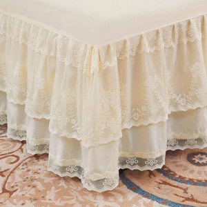 2025 New Quality <b>Bed</b> Skirt Set Bedspread Floral Printed Lace Embroidered Super Soft 400TC Customizable All-Season Bedding Set - Product Image 5