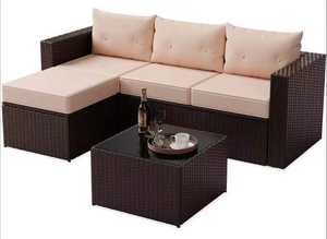 ชุดโซฟาหวายกลางแจ้ง,ชุดโซฟาแบบแบ่งส่วนหวายหรูหราเฟอร์นิเจอร์สวนชุดเฟอร์นิเจอร์กลางแจ้งยามว่าง - Product Image 2