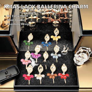 Colgante de aleación con dije de bailarina y pedrería, con diseño de niña bailarina, para collar, bolso, llavero, regalo de Navidad - Product Image 2