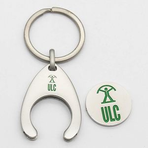 Pad Printing <b>Custom</b> Logo Trolley Coin Shopping Chip Keychain Token <b>Key</b> Ring UK Shopping Trolley Coin - Product Image 2