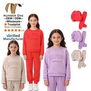 Set di Abbigliamento Invernale per Bambini all'Ingrosso, Felpa con Collo Tondo e Jogger con Ricamo 3D, Completo 2 Pezzi per Bambine - Product Image 1