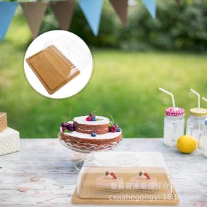Planche à découper en bambou avec couvercle transparent, plateau carré pour beurre, pour le rangement en cuisine, plateau alimentaire - Product Image 2