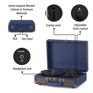 Nisoul Bulit-in усилитель динамика чемодан граммофон Ретро стерео объемный винтажный Dab 3-скоростной проигрыватель