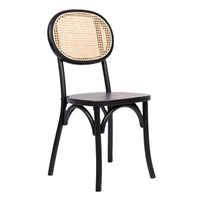 Chaise de salle à manger en bois massif de style rustique moderne pour l'extérieur/l'intérieur, idéale pour les mariages, les banquets, les hôtels, avec dossier en rotin croisé