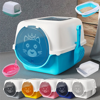 Litière pour chat entièrement personnalisée, semi-fermée, avec porte élévatrice, anti-poussière, capacité 65L, facile à nettoyer, en PP, accessoire pour animaux de compagnie YiWu