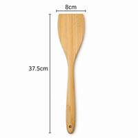 Spatule de cuisine en bambou 37,5 cm – Ustensile pour chef à domicile, restaurant, cuisine – Sûr pour les surfaces antiadhésives – Spatule plate en bois avec trou de suspension