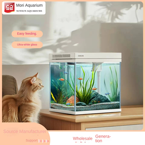 Groothandel 30CM 38CM 48CM Ultra Helder Glazen Bureau Smart <span class=keywords><strong>Aquarium</strong></span> Visbak met Waterpomp Topfilter Temperatuurweergave - Product Image 2