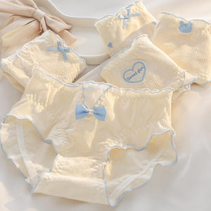 Ropa interior para niña, 5 piezas por lote, 95% algodón, calzoncillos encantadores de cintura media, bragas para estudiantes, niños, encaje, lazo sólido, piel, adolescentes, 2017 - Product Image 2