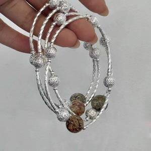Natural Crystal Super Seven S925 Sterling Silver <b>Bracelet</b> With Laser Cut <b>Ball</b> Design Women's Everyday Wear Jewelry - Product Image 1