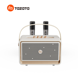 Vintage Leather Wrapped Wood Karaoke Cabinet <b>Speaker</b> 60W Wireless Boombox with Mic Guitar Jack and Reverb Control - Product Image 2