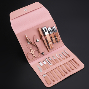 Kit coupe-ongles 16 en 1 en acier inoxydable avec ensemble de toilettage pédicure en cuir outils de soin des ongles à fonction complète ensemble de manucure - Product Image 1