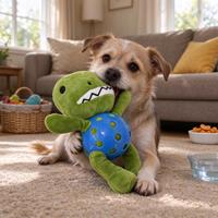 Jouet pour chien en forme de dinosaure, corps en TPR avec membres en peluche, jouet résistant aux morsures et qui émet des sons pour jouer à l'intérieur et à l'extérieur