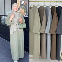 Abaya décontractée pour femmes Loriya, couleur unie, simple, manches droites à fente, en lin, pour robe musulmane de Dubaï