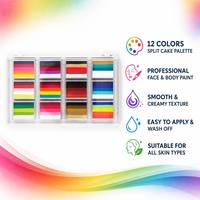 Palette de peinture corporelle arc-en-ciel à base d'eau, 12 couleurs, pour enfants, idéale pour les fêtes et événements - Vente en gros