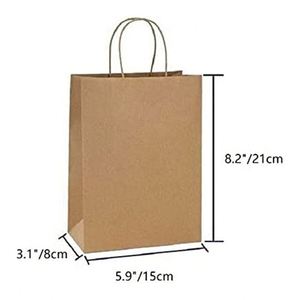 <b>Small</b> <b>Gift</b> Paper Bag with Handle Kraft for Birthday Party Favor in Bulk for Present Shopping Wedding Takeaway Food Paper Bag - Product Image 5