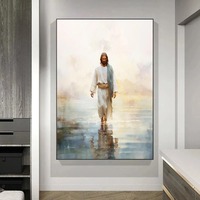 Peinture sur toile abstraite de portrait de Jésus, art mural aux couleurs chaudes, images pour la décoration de la maison, du bar, de la salle, affiches et impressions d'art chrétien