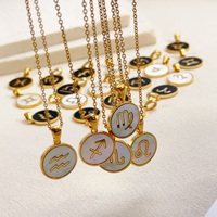 Sans ternissement noir blanc coquille astrologie ronde signe du zodiaque breloque PVD 18k or acier inoxydable fait à la main bricolage pendentif accessoires