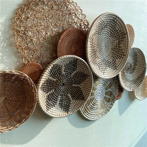 Cesti da <span class=keywords><strong>Parete</strong></span> Intrecciati Naturali, Cesto Intrecciato Appeso in Erba Marina e Rattan, Decorazione <span class=keywords><strong>Grande</strong></span> in Macramè, Arte Rotonda per Hotel, Decorazione Ramadan - Product Image 4