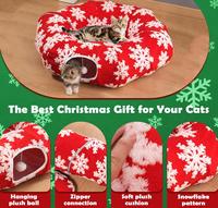 Tunnel pour chat en forme de jupe de sapin de Noël, tunnel pour chat d'intérieur, lit-caverne doux et cachette