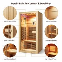 Sauna infrarouge portable de luxe en bois massif pour 2 personnes, relaxation par thérapie thermique infrarouge lointain avec 40-60 ° Chaleur douce pour une détoxification profonde