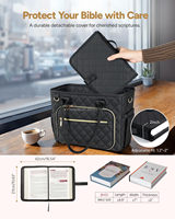 Grand fourre-tout matelassé couverture biblique avec bandoulière sac d'église pour fournitures d'étude biblique cadeau chrétien