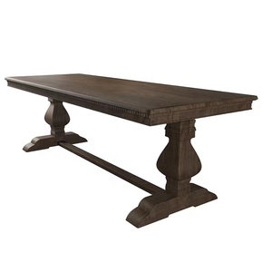 Tavolo da Pranzo con Basamento in Legno di Grande Successo Stile Rustico in Legno Massello Bianco per <span class=keywords><strong>Cucina</strong></span> e Sala da Pranzo Stile Industriale Country - Product Image 1