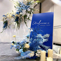 DIY Série Bleu Poussiéreux 83 Types de Roses et Pivoines Artificielles Réalistes Bleu Brume pour Mariage et Remise de Diplôme