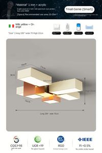 ไฟเพดาน LED สไตล์โมเดิร์นนอร์ดิกดีไซน์ครีมสี่เหลี่ยมเรียบง่ายสำหรับห้องนอนห้องใต้หลังคาโคมไฟ LED AC - Product Image 4