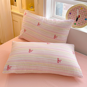 Fodera per cuscino rosa con fiocco, a righe, decorativa, graziosa, per divano, camera da letto, soggiorno, decorazioni per la casa - Offerta imperdibile - Product Image 1