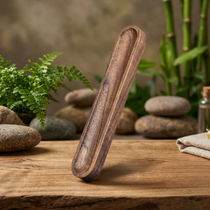 Compact Long Wooden Pen Holder Elegant Desk Organizer Natural Smooth Finish Handmade Workspace Decor Tabletop Storage Box Sets - Product Image 1