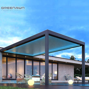 LED aydınlatma ile Bioclimatic pergola arka bahçesinde geri çekilebilir açık hava mobilya seti alüminyum - Product Image 4