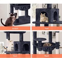 Arbre à chat de luxe 143 cm multi-niveaux, écologique, avec poteaux à gratter en sisal et bois, maisonnette et perchoir en peluche pour chatons, pour grimper et se reposer
